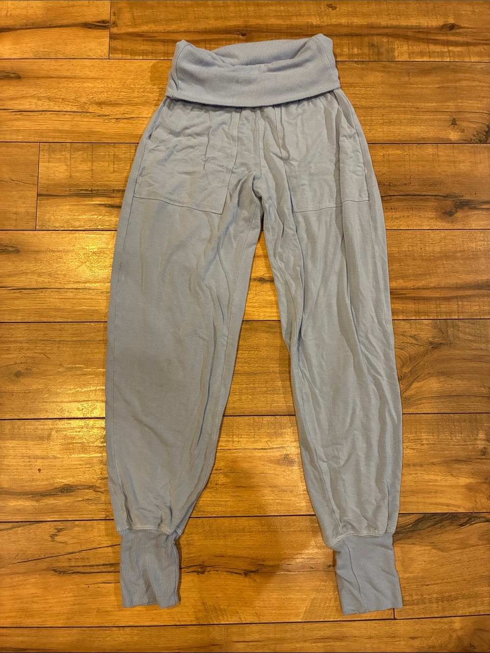aerie Light Blue Fold-Over Waist Joggers
